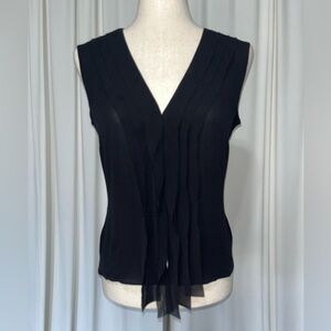 Akris Black V-Neck Sleeveless Silk Blouse
